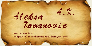Aleksa Komanović vizit kartica